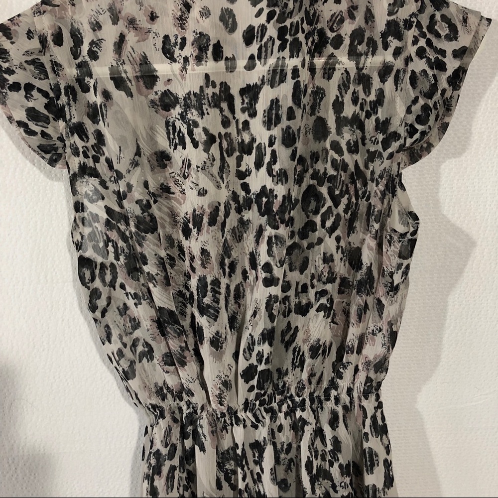 Sheer Animal Print Ruffled Front Blouse - Picture 7 of 8